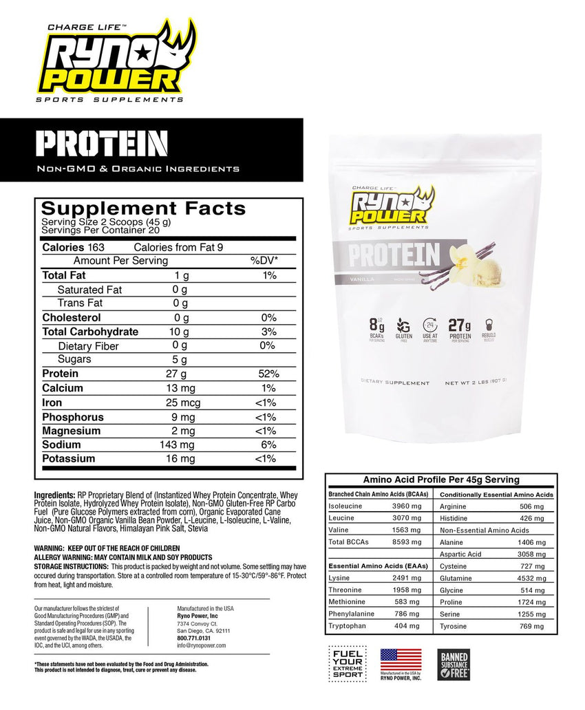 Ryno Power PROTEIN Premium Whey Powder - Vanilla