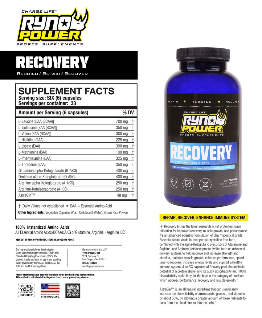 Ryno Power Recovery Capsules 200 Capsules
